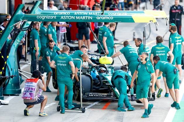 18 Lance Stroll (CAN, Aston Martin Aramco Cognizant F1 Team), F1 Grand Prix of Great Britain at Silverstone Circuit on July 7, 2023 in Silverstone, Great Britain. (Photo by HOCH ZWEI) Silverstone Great Britain