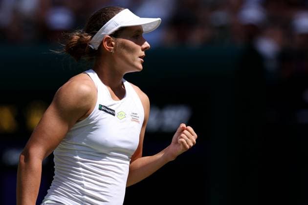 7th July 2023; All England Lawn Tennis and Croquet Club, London, England: Wimbledon Tennis Tournament; Varvara Gracheva celebrate a point against Aryna Sabalenka  ActionPlus12527988 ShaunxBrooks