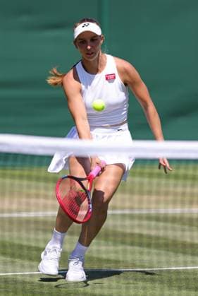 Tamara Korpatsch, GER, during rain delayed second round of 2023 All England Lawn Tennis Championships at Wimbledon, womens singles, London, 07 07 2023; -
