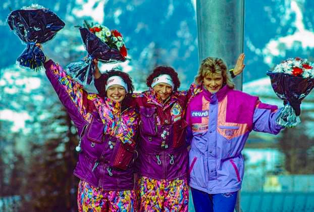 1992 Olympic Winter games, Winterspiele,Spiele, Summer games Doris Neuner (AUT) (C) gold medal winner, Olympic Champipn with her sister Angelika Neuner(AUT) (L) silver medal winner and Susi Erdmann (GER) bronze medalist, during Women s singles luge competition at the 1992 Olympic Winter Games Albertville La Plagne France Copyright: xDuomo PCNx OL9203 LG0137