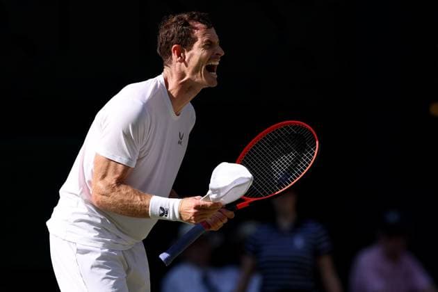 Sport Themen der Woche KW27 Sport Bilder des Tages 7th July 2023; All England Lawn Tennis and Croquet Club, London, England: Wimbledon Tennis Tournament; A dejected Andy Murray screams as he drops points in the tie break against Stefanos Tsitsipas  ActionPlus12528076 ShaunxBrooks
