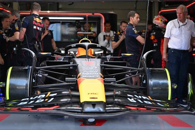 7th July 2023: Silverstone Circuit, Northamptonshire, England: Formula 1 2023 Aramco British F1 Grand Prix: Free Practice Day; Max Verstappen of the Red Bull Racing team& x2019;s car ready to take part in the second practice session  ActionPlus12528112 SimonxWest