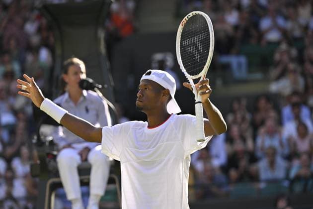 Tennis : Wimbledon 2023 - Angleterre - Christopher Eubanks - Usa Tennis : Wimbledon 2023 - Angleterre- 07 07 23 ChrysleneCaillaud Panoramic  
