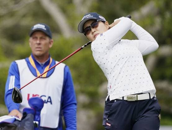 Golf: U.S. Women s Open Nasa Hataoka of Japan hits off the third tee during the second round of the U.S. Women s Open at Pebble Beach Golf Links in Pebble Beach, California, on July 7, 2023.  A14AA0001663372P  