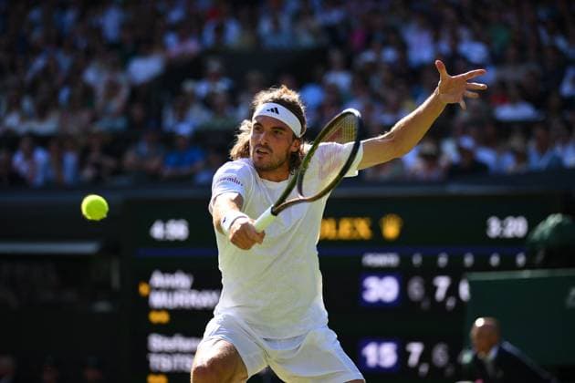 Wimbledon Championships Day 5 Stefanos Tsitsipas (GRE) during his second round match at the 2023 Wimbledon Championships at the AELTC in London, UK, on July 7, 2023. Photo by Corinne Dubreuil ABACAPRESS.COM London United Kingdom  Copyright: xDubreuilxCorinne ABACAx 859923_074 DubreuilxCorinne ABACAx 859923_074