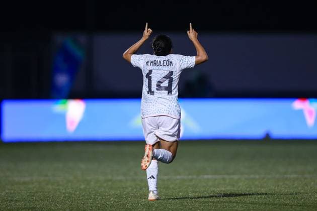 RECORD DATE NOT STATED JCC San Salvador 2023 Venezuela vs Mexico Final Gold Medal Maria Mauleon celebrates her goal 1-2 of Mexico during the game Venezuela vs Mexico (Mexican national team, Nationalteam , corresponding to Final Gold Medal of Womens Soccer at the Central American and Caribbean Games San Salvador 2023, at Las Delicias National Stadium, on July 07, 2023. <br><br> Maria Mauleon celebra su gol 1-2 de Mexico durante el partido Venezuela vs Mexico (Seleccion Mexicana), correspondiente a Final por Medalla de Oro del Futbol Femenino en los Juegos Centroamericanos y del Caribe San Salvador 2023, en el Estadio Nacional Las Delicias, el 07 de Julio de 2023. SAN SALVADOR SAN SALVADOR EL SALVADOR  Copyright: xUlisesxNaranjox 20230707232048_JCC_23_W_VEN_MEX_MAULEON92