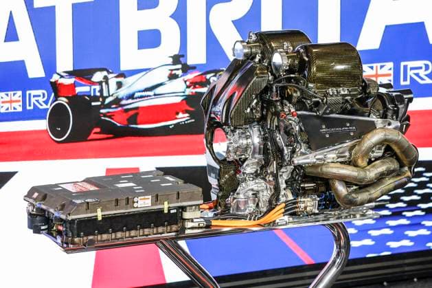 Mercedes AMG F1 Team W14, mechanical detail AMG High-Performance Powertrains during the 2023 Formula 1 Aramco British Grand Prix, 10th round of the 2023 Formula One World Championship, WM, Weltmeisterschaft from July 7 to 9, 2023 on the Silverstone Circuit, in Silverstone, United Kingdom - F1 - BRITISH GRAND PRIX 2023 DPPI Panoramic  00123024__R3_9364 