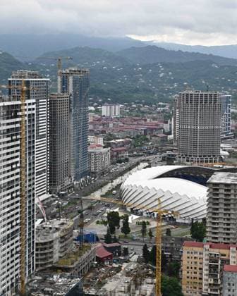 BATUMI, GEORGIA - JULY 8: a general view of the Adjarabet Arena before the UEFA Under-21 Euro 2023 final match between England and Spain on July 8, 2023 on Adjarabet Arena in Batumi, G England v Spain - UEFA Under-21 Euro 2023 Final Copyright: xSebastianxFrejx