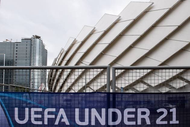 BATUMI, GEORGIA - JULY 8: a general view of the Adjarabet Arena before the UEFA Under-21 Euro 2023 final match between England and Spain on July 8, 2023 on Adjarabet Arena in Batumi, G England v Spain - UEFA Under-21 Euro 2023 Final Copyright: xSebastianxFrejx