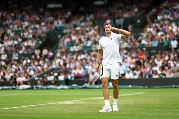 Mandatory Credit: Photo by Simon Dael Shutterstock (14001530am) Marton Fucsovics during his third round match Wimbledon Tennis Championships, Day 6, The All England Lawn Tennis and Croquet Club, London, UK - 08 Jul 2023 Wimbledon Tennis Championships, Day 6, The All England Lawn Tennis and Croquet Club, London, UK - 08 Jul 2023  Copyright: xSimonxDael Shutterstockx 14001530am