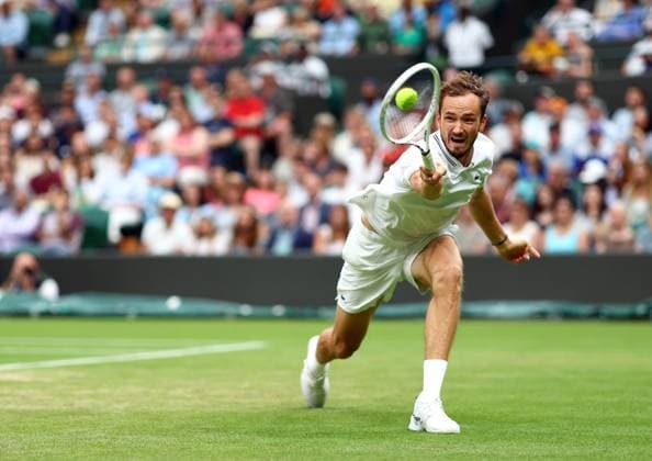 Mandatory Credit: Photo by Simon Dael Shutterstock (14001530ar) Daniil Medvedev during his third round match Wimbledon Tennis Championships, Day 6, The All England Lawn Tennis and Croquet Club, London, UK - 08 Jul 2023 Wimbledon Tennis Championships, Day 6, The All England Lawn Tennis and Croquet Club, London, UK - 08 Jul 2023  Copyright: xSimonxDael Shutterstockx 14001530ar