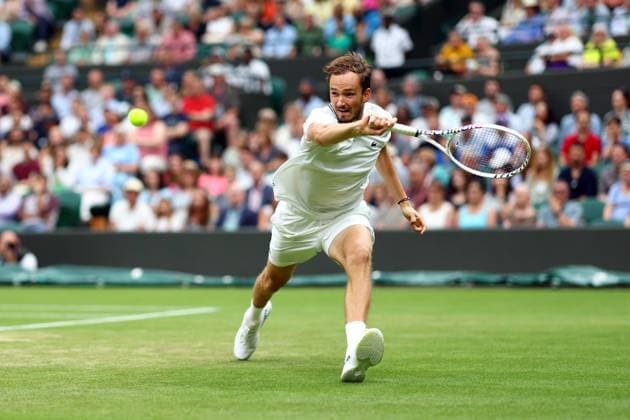 Mandatory Credit: Photo by Simon Dael Shutterstock (14001530as) Daniil Medvedev during his third round match Wimbledon Tennis Championships, Day 6, The All England Lawn Tennis and Croquet Club, London, UK - 08 Jul 2023 Wimbledon Tennis Championships, Day 6, The All England Lawn Tennis and Croquet Club, London, UK - 08 Jul 2023  Copyright: xSimonxDael Shutterstockx 14001530as