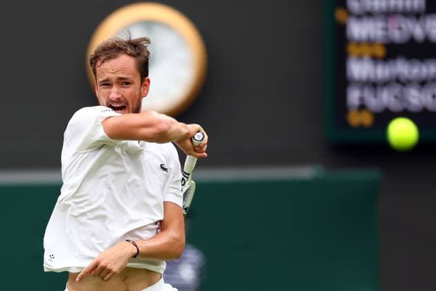 Mandatory Credit: Photo by Simon Dael Shutterstock (14001530ay) Daniil Medvedev during his third round match Wimbledon Tennis Championships, Day 6, The All England Lawn Tennis and Croquet Club, London, UK - 08 Jul 2023 Wimbledon Tennis Championships, Day 6, The All England Lawn Tennis and Croquet Club, London, UK - 08 Jul 2023  Copyright: xSimonxDael Shutterstockx 14001530ay