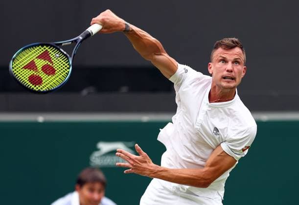 Mandatory Credit: Photo by Simon Dael Shutterstock (14001530bb) Marton Fucsovics during his third round match Wimbledon Tennis Championships, Day 6, The All England Lawn Tennis and Croquet Club, London, UK - 08 Jul 2023 Wimbledon Tennis Championships, Day 6, The All England Lawn Tennis and Croquet Club, London, UK - 08 Jul 2023  Copyright: xSimonxDael Shutterstockx 14001530bb