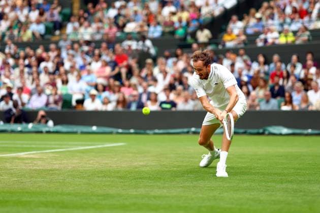 Mandatory Credit: Photo by Simon Dael Shutterstock (14001530bd) Daniil Medvedev during his third round match Wimbledon Tennis Championships, Day 6, The All England Lawn Tennis and Croquet Club, London, UK - 08 Jul 2023 Wimbledon Tennis Championships, Day 6, The All England Lawn Tennis and Croquet Club, London, UK - 08 Jul 2023  Copyright: xSimonxDael Shutterstockx 14001530bd
