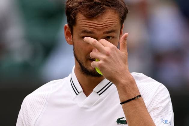 8th July 2023; All England Lawn Tennis and Croquet Club, London, England: Wimbledon Tennis Tournament; Daniil Medvedev during his match with Marton Fucsovics  ActionPlus12528637 ShaunxBrooks