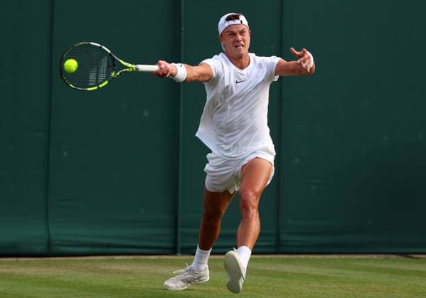 Mandatory Credit: Photo by Ella Ling Shutterstock (14001529ar) Holger Rune during his third round match Wimbledon Tennis Championships, Day 6, The All England Lawn Tennis and Croquet Club, London, UK - 08 Jul 2023 Wimbledon Tennis Championships, Day 6, The All England Lawn Tennis and Croquet Club, London, UK - 08 Jul 2023  Copyright: xEllaxLing Shutterstockx 14001529ar