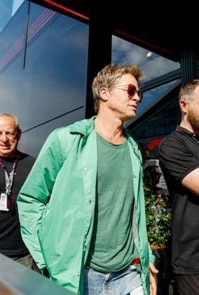 Brad Pitt (USA), F1 Grand Prix of Great Britain at Silverstone Circuit on July 8, 2023 in Silverstone, Great Britain. (Photo by HOCH ZWEI) Silverstone Great Britain