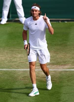 Mandatory Credit: Photo by Simon Dael Shutterstock (14001530dr) Stefanos Tsitsipas during his third round match Wimbledon Tennis Championships, Day 6, The All England Lawn Tennis and Croquet Club, London, UK - 08 Jul 2023 Wimbledon Tennis Championships, Day 6, The All England Lawn Tennis and Croquet Club, London, UK - 08 Jul 2023  Copyright: xSimonxDael Shutterstockx 14001530dr