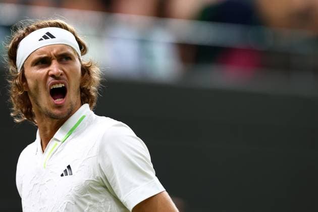 Mandatory Credit: Photo by Simon Dael Shutterstock (14001530gc) Alexander Zverev celebrates during his third round match Wimbledon Tennis Championships, Day 6, The All England Lawn Tennis and Croquet Club, London, UK - 08 Jul 2023 Wimbledon Tennis Championships, Day 6, The All England Lawn Tennis and Croquet Club, London, UK - 08 Jul 2023  Copyright: xSimonxDael Shutterstockx 14001530gc