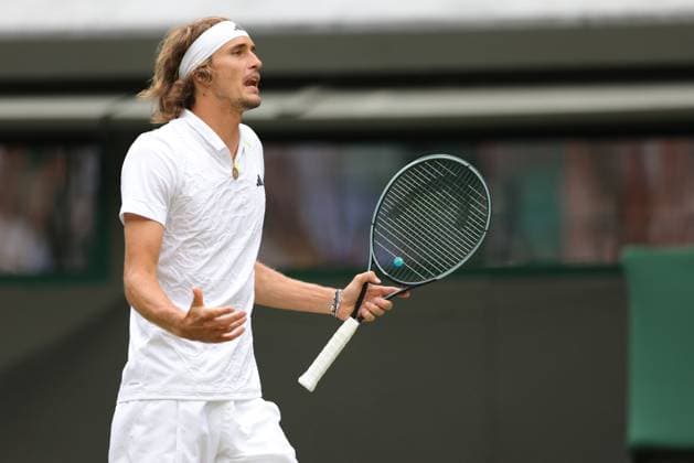 Alexander Zverev, GER, during third round of 2023 All England Lawn Tennis Championships at Wimbledon, gentlemens singles, London, 08 07 2023; -