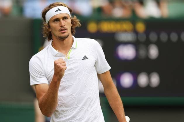 Alexander Zverev, GER, during third round of 2023 All England Lawn Tennis Championships at Wimbledon, gentlemens singles, London, 08 07 2023; -