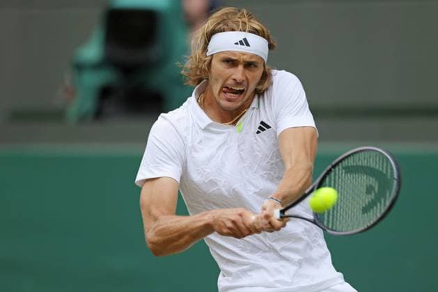 Alexander Zverev, GER, during third round of 2023 All England Lawn Tennis Championships at Wimbledon, gentlemens singles, London, 08 07 2023; -