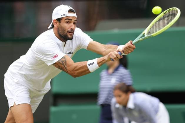 Matteo Berrettini, ITA, during third round of 2023 All England Lawn Tennis Championships at Wimbledon, gentlemens singles, London, 08 07 2023; -
