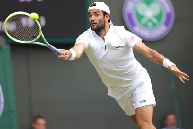 Matteo Berrettini, ITA, during third round of 2023 All England Lawn Tennis Championships at Wimbledon, gentlemens singles, London, 08 07 2023; -