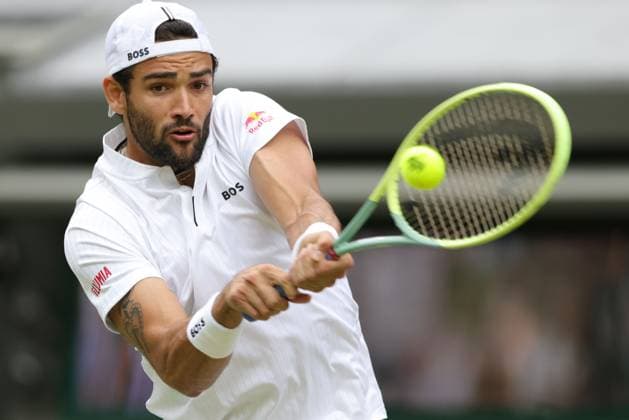 Matteo Berrettini, ITA, during third round of 2023 All England Lawn Tennis Championships at Wimbledon, gentlemens singles, London, 08 07 2023; -