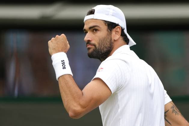 Matteo Berrettini, ITA, during third round of 2023 All England Lawn Tennis Championships at Wimbledon, gentlemens singles, London, 08 07 2023; -