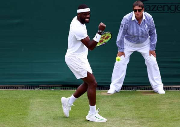 Mandatory Credit: Photo by Simon Dael Shutterstock (14003009af) Frances Tiafoe during his third round match Wimbledon Tennis Championships, Day 7, The All England Lawn Tennis and Croquet Club, London, UK - 09 Jul 2023 Wimbledon Tennis Championships, Day 7, The All England Lawn Tennis and Croquet Club, London, UK - 09 Jul 2023  Copyright: xSimonxDael Shutterstockx 14003009af