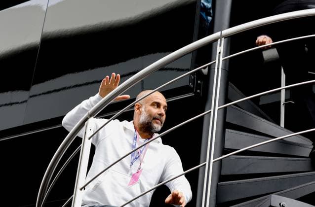 Pep Guardiola, F1 Grand Prix of Great Britain at Silverstone Circuit on July 9, 2023 in Silverstone, Great Britain. (Photo by HOCH ZWEI) Silverstone Great Britain