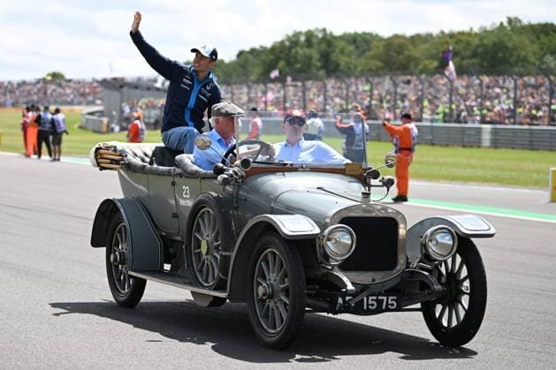 9th July 2023: Silverstone Circuit, Northamptonshire, England: Formula 1 2023 Aramco British F1 Grand Prix: Race Day; Alex Albon of the Williams-Mercedes team waves to fans while being driven round Silverstone track before the Grand Prix  ActionPlus12529168 SimonxWest