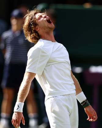 Mandatory Credit: Photo by Simon Dael Shutterstock (14003009do) Andrey Rublev celebrates winning his fourth round match Wimbledon Tennis Championships, Day 7, The All England Lawn Tennis and Croquet Club, London, UK - 09 Jul 2023 Wimbledon Tennis Championships, Day 7, The All England Lawn Tennis and Croquet Club, London, UK - 09 Jul 2023  Copyright: xSimonxDael Shutterstockx 14003009do