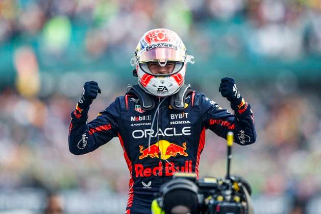 VERSTAPPEN Max (ned), Red Bull Racing RB19, portrait celebration victory during the 2023 Formula 1 Aramco British Grand Prix, 10th round of the 2023 Formula One World Championship, WM, Weltmeisterschaft from July 7 to 9, 2023 on the Silverstone Circuit, in Silverstone, United Kingdom - F1 - BRITISH GRAND PRIX 2023 - RACE DPPI Panoramic  03323013__R3_1522_1 
