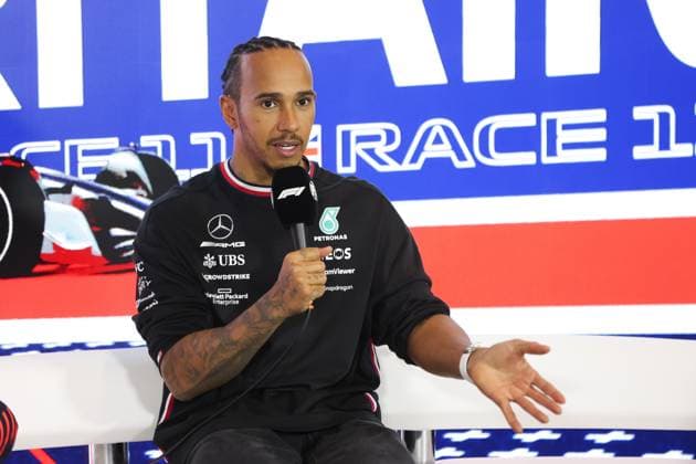 HAMILTON Lewis (gbr), Mercedes AMG F1 Team W14, portrait press conference, PK, Pressekonferenz during the 2023 Formula 1 Aramco British Grand Prix, 10th round of the 2023 Formula One World Championship, WM, Weltmeisterschaft from July 7 to 9, 2023 on the Silverstone Circuit, in Silverstone, United Kingdom - F1 - BRITISH GRAND PRIX 2023 - RACE DPPI Panoramic 00123025_AV6_0083