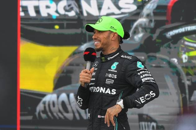 F1 Grand Prix of Great Britain Lewis Hamilton of Great Britain and Mercedes being interviewed during the Formula 1 Aramco British Grand Prix at Silverstone Circuit, Towcester, UK on Sunday 9th July 2023. United Kingdom  Copyright: xMIxNewsx originalFilename:fletcher-formula1230709_np8cH.jpg