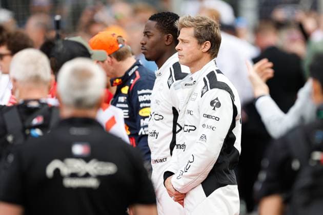 Brad Pitt (USA), F1 Grand Prix of Great Britain at Silverstone Circuit on July 9, 2023 in Silverstone, Great Britain. (Photo by HOCH ZWEI) Silverstone Great Britain