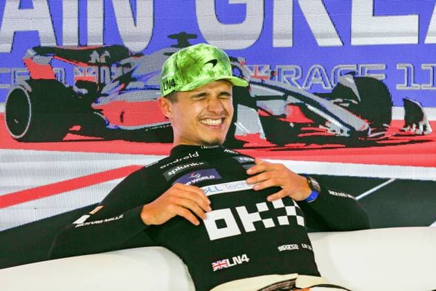 FORMULA 1 ARAMCO BRITISH GRAND PRIX 2023, 09 07 2023 Lando Norris 4 (GBR), McLaren MCL60 press conference, PK, Pressekonferenz laughing during the FORMULA 1 ARAMCO BRITISH GRAND PRIX 2023 at the Silverstone Circuit, Silverstone, United Kingdom on 9 July 2023 Editorial Use Only Copyright: xPhilxDuncanx ESM-0744-0026