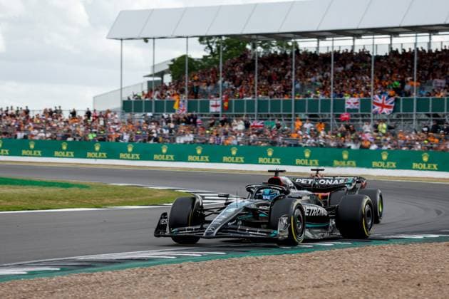 63 George Russell (GBR, Mercedes-AMG Petronas F1 Team), F1 Grand Prix of Great Britain at Silverstone Circuit on July 9, 2023 in Silverstone, Great Britain. (Photo by HOCH ZWEI) Silverstone Great Britain