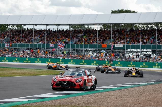 F1 Safety Car, Mercedes-AMG GT Black Series, F1 Grand Prix of Great Britain at Silverstone Circuit on July 9, 2023 in Silverstone, Great Britain. (Photo by HOCH ZWEI) Silverstone Great Britain