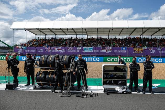 Fictional Apex APXGP Team, for the upcoming Formula One based movie Apex by Apple Studios and Bruckheimer Films, F1 Grand Prix of Great Britain at Silverstone Circuit on July 9, 2023 in Silverstone, Great Britain. (Photo by HOCH ZWEI) Silverstone Great Britain