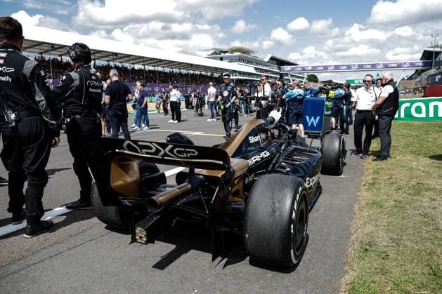 Car of the fictional Apex APXGP Team, for the upcoming Formula One based movie Apex by Apple Studios and Bruckheimer Films, F1 Grand Prix of Great Britain at Silverstone Circuit on July 9, 2023 in Silverstone, Great Britain. (Photo by HOCH ZWEI) Silverstone Great Britain