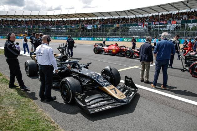 Car of the fictional Apex APXGP Team, for the upcoming Formula One based movie Apex by Apple Studios and Bruckheimer Films, F1 Grand Prix of Great Britain at Silverstone Circuit on July 9, 2023 in Silverstone, Great Britain. (Photo by HOCH ZWEI) Silverstone Great Britain