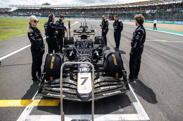 Car of the fictional Apex APXGP Team, for the upcoming Formula One based movie Apex by Apple Studios and Bruckheimer Films, F1 Grand Prix of Great Britain at Silverstone Circuit on July 9, 2023 in Silverstone, Great Britain. (Photo by HOCH ZWEI) Silverstone Great Britain