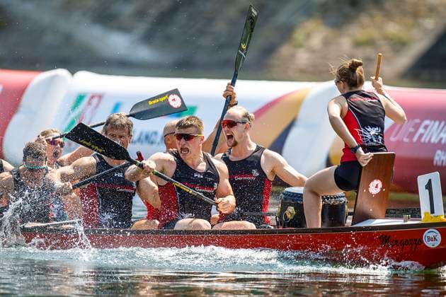 Bilder des Jahres 2023, Sport 07 Juli Sport Themen der Woche KW27 Sport Bilder des Tages 09.07.2023, Die Finals 2023, Kanu, Deutsche Meisterschaften Drachenboot Mixed, Neckardrachen Union Böckingen (Heilbronn) Duisburg, Innenhafen NRW Deutschland *** 09 07 2023, The Finals 2023, Canoe, German Championships Dragon Boat Mixed, Neckardrachen Union Böckingen Heilbronn Duisburg, Inner Harbour NRW Germany 20230709122918-2 Kopie