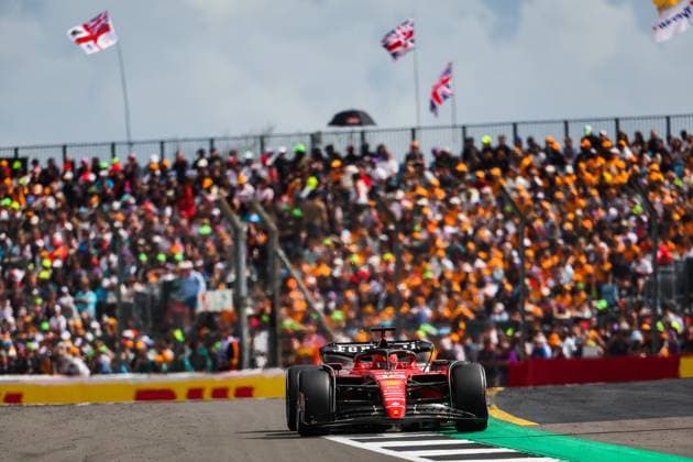 16 LECLERC Charles (mco), Scuderia Ferrari SF-23, action during the 2023 Formula 1 Aramco British Grand Prix, 10th round of the 2023 Formula One World Championship, WM, Weltmeisterschaft from July 7 to 9, 2023 on the Silverstone Circuit, in Silverstone, United Kingdom - F1 - BRITISH GRAND PRIX 2023 - RACE DPPI Panoramic  00123025_AV3_8891 