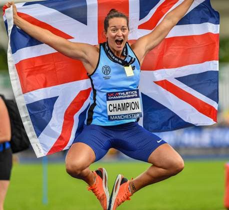 Bilder des Jahres 2023, Sport 07 Juli Sport Themen der Woche KW27 Sport Bilder des Tages 9th July 2023; Manchester Regional Arena, Manchester, Lancashire, England; 2023 Muller UK Athletics Championships Manchester; Jade Lally celebrates winning the discus throw with a distance of 60.13m  ActionPlus12529599 GodfreyxPitt