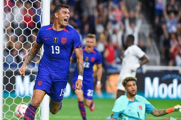 Sport Themen der Woche KW27 Sport Bilder des Tages RECORD DATE NOT STATED 2023 CONCACAF Gold Cup United States vs Canada Brandon Vazquez celebrates his goal 1-0 of USA during the game United States (USA) vs Canada corresponding to Quarterfinals of the CONCACAF Gold Cup 2023, at TQL Stadium, on July 09, 2023. <br><br> Brandon Vazquez celebrates his goal 1-0 de USA durante el partido Estados Unidos (EUA) vs Canada, correspondiente a cuartos de Final de la Copa Oro de la CONCACAF 2023, en el TQL Stadium, el 09 de Julio de 2023. CINCINNATI OHIO ESTADOS UNIDOS  Copyright: xJONATHANxDUENASx 20230709210638_CGC_23_CF_USA_CAN_VAZQUEZ143